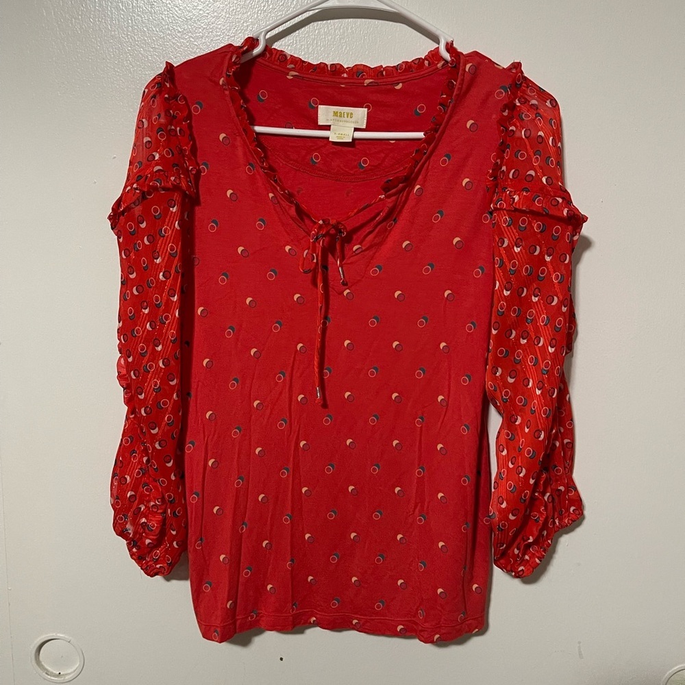 Anthropologie Maeve red blouse - Picture 6 of 7